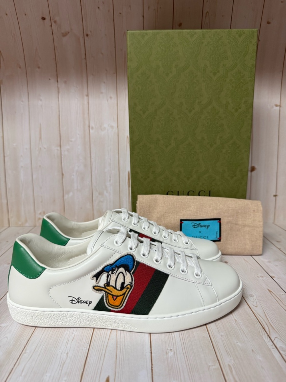 Gucci X Disney Donald Duck Ace Leather Sneakers White Multi Sz 6.5G / 7US